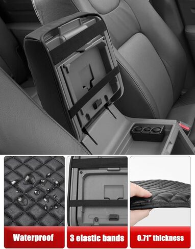 Auto Center Console Armrest Covers for Honda Ridgeline 2006-2014, Vinyl Leather Arm Rest Covering Middle Console Cushion Pad, Anti-Scratch, Interior Accessories, Black in Kuwait