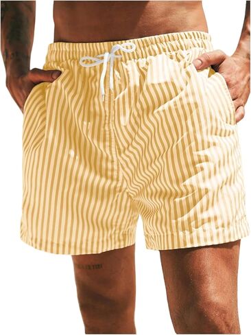 SHENHE Men's Swim Trunks Quicky Dry Drawstring Striped Bathing Suit Beach Shorts with Pockets in Saudi Arabia