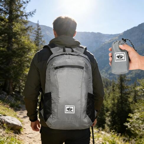 20L Ultra Lightweight Foldable Backpack, Small Hiking Rucksack Ultralight, Water Resistant Travel Packable Daypack for Men Women, for Outdoor Sport Travelling Walking Hiking Camping Biking(Grey) in Saudi Arabia