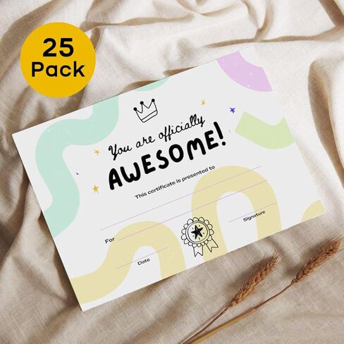 شهادة تقدير جاردن سيتي - أنت رائع رسميًا!، شهادات تقدير، شهادات جوائز للمدرسة، جوائز موظف العام، 25 حزمة، متعددة الألوان in Kuwait