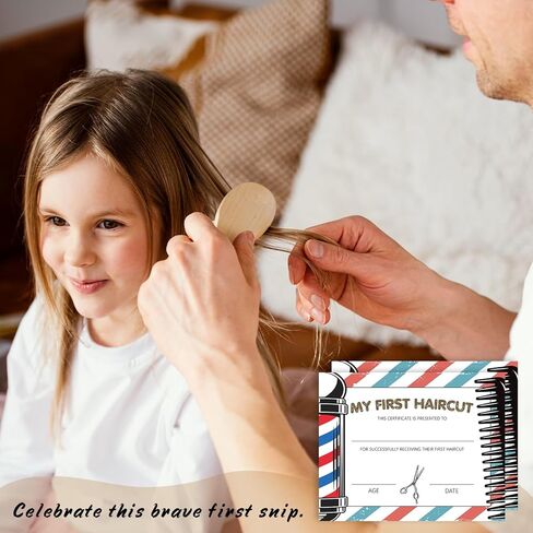 25 جائزة My First Haircut، ورق شهادة صالون الحلاقة مقاس 8 × 10 بوصة لصالون الشعر، هدايا تذكارية لقص الشعر الأول للأطفال والبنات والأولاد -06 in Kuwait