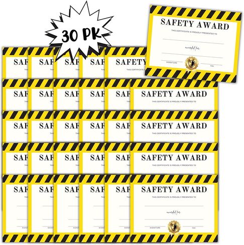 Safety Award Certificate Recognition 30pk 8.5x11" Company Policy Appreciation for Employee of The Month Professional Patrol Warehouse Compliance in Saudi Arabia