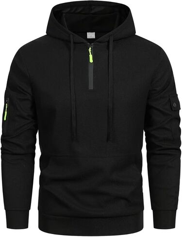 Men's Pullover Hoodies Plaid Waffle Jacquard Long Sleeve Drawstring Hipster Casual Hooded Sweatshirts with Kanga Pockets in Saudi Arabia