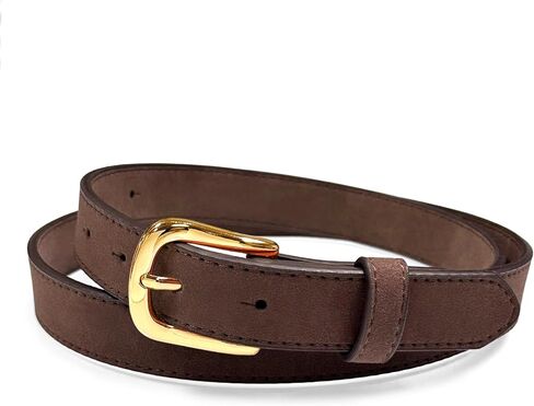 Silver or Gold Buckle Genuine Suede Leather Casual Dress Jean Belt 1"(25mm) Wide in Saudi Arabia