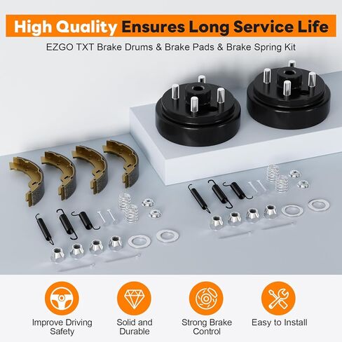 Golf Cart Brake Drum Maintenance Kit for 1997–UP Electric EZGO TXT PDS, Repair Kit with Brake Hub Drums, Shoes/Pads, Spring Kit, Replace OEM# 19186G1 70794G01 70795G01 27943G01 (Not for Gas Models) in Saudi Arabia