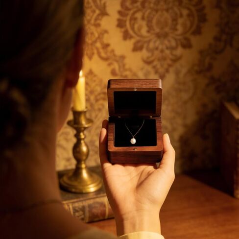 صندوق قلادة خشبي من خشب الجوز من Genunie - حقيبة تخزين قلادات عتيقة، صندوق هدايا خشبي لقلادة لعيد الميلاد والذكرى السنوية وعيد الحب وعيد الأم in Kuwait