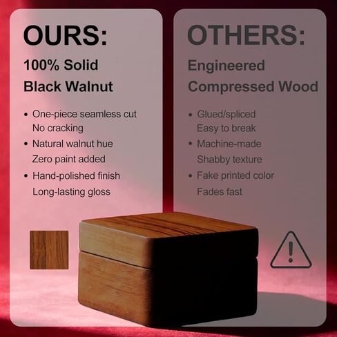 صندوق قلادة خشبي من خشب الجوز من Genunie - حقيبة تخزين قلادات عتيقة، صندوق هدايا خشبي لقلادة لعيد الميلاد والذكرى السنوية وعيد الحب وعيد الأم in Kuwait