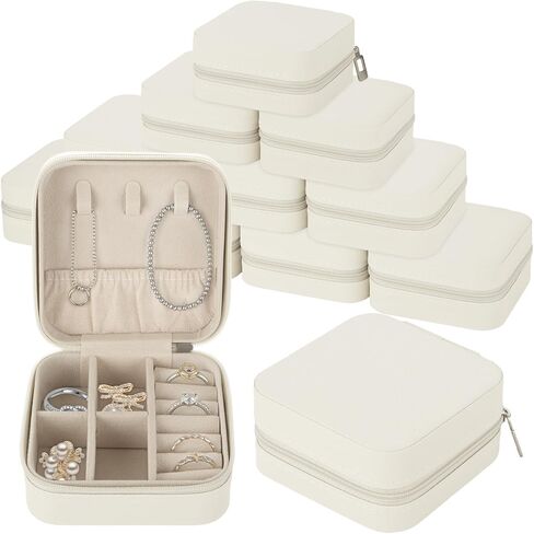 LANIAKEA 12PCS Travel Jewelry Case Box Mini Jewelry Travel Case PU Leather Small Travel Jewelry Case Organizer Storage for Women (White) in Saudi Arabia