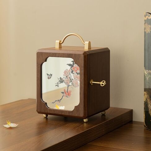 صندوق مجوهرات من خشب الجوز الأسود من كينسويت - منظم مجوهرات من 5 طبقات مع باب مزدوج آمن، آمن مع قفل للقرط والخاتم والقلادة والأساور مع مرآة in Kuwait