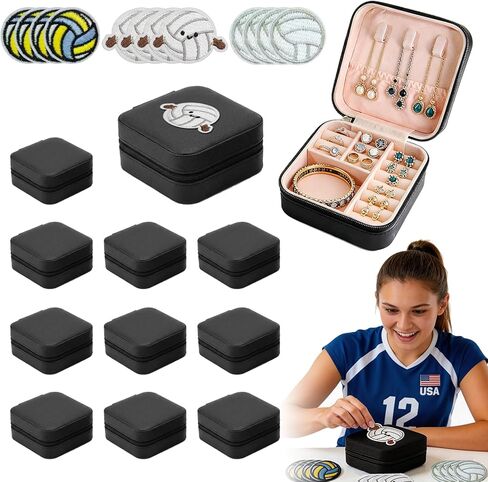 12 عبوة من صندوق مجوهرات البهجة مع ملصقات DIY. منظم مجوهرات صغير محمول للسفر لخواتم وأقراط وقلائد. هدايا مشجعة مثالية للفريق والولائم والمنافسة وحفلات أعياد الميلاد in Saudi Arabia