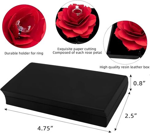صندوق حلقي مبتكر، علبة حلقية صغيرة لاقتراح الخطوبة وحفلات الزفاف وهدية عيد الميلاد وعرض المجوهرات وعرض تخزين منظم حامل الصدر، صندوق خاتم الورد مفاجأة حامل تخزين المجوهرات in Kuwait