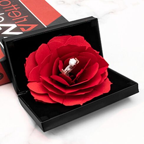 صندوق حلقي مبتكر، علبة حلقية صغيرة لاقتراح الخطوبة وحفلات الزفاف وهدية عيد الميلاد وعرض المجوهرات وعرض تخزين منظم حامل الصدر، صندوق خاتم الورد مفاجأة حامل تخزين المجوهرات in Kuwait