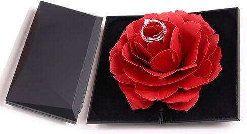 صندوق حلقي مبتكر، علبة حلقية صغيرة لاقتراح الخطوبة وحفلات الزفاف وهدية عيد الميلاد وعرض المجوهرات وعرض تخزين منظم حامل الصدر، صندوق خاتم الورد مفاجأة حامل تخزين المجوهرات in Kuwait