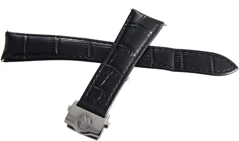 Raymond Weil 20mm Black Leather Watch Band Strap with Silver Stainless Steel Deployment Buckle V3.17 in Saudi Arabia