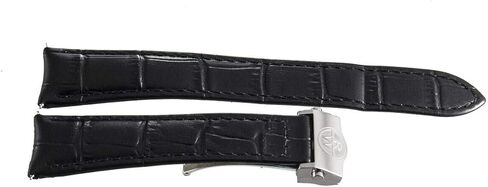Raymond Weil 20mm Black Leather Watch Band Strap with Silver Stainless Steel Deployment Buckle V3.17 in Saudi Arabia