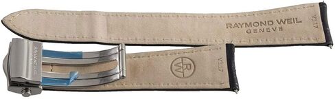 Raymond Weil 20mm Black Leather Watch Band Strap with Silver Stainless Steel Deployment Buckle V3.17 in Saudi Arabia