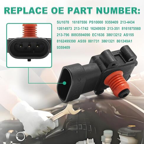 213-796 Manifold Absolute Pressure Map Sensor, Compatible with Chevy Astro 1996-2005, Blazer 1996-2005, Cadiliac DTS 2006-2011 etc, Replace OE# 16187556 16249939 213-4434 12614973 in Saudi Arabia