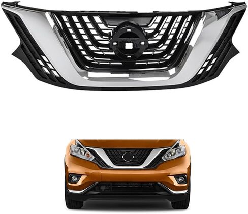 شبكة شبكة علوية للمصد الأمامي MGWILL متوافقة مع 2015 2016 2017 2018 Nissan Murano S SL SV Platinum 3.5L 623105AA0A فضي + بلاستيك أسود in Saudi Arabia