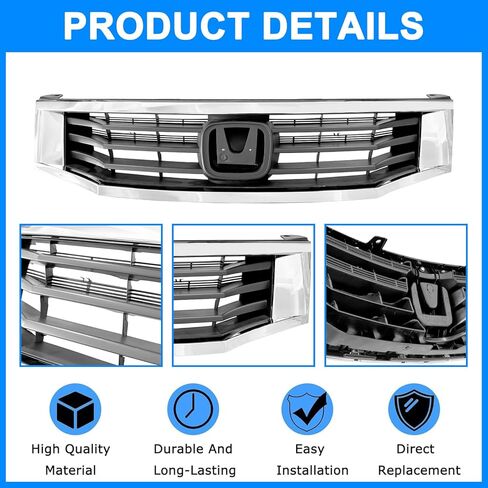 شبكة المصد الأمامي باللون الأسود مع شواية شبكية من الكروم لسيارة Honda Accord المصد العلوي للشواية 2008 2009 2010 in Kuwait