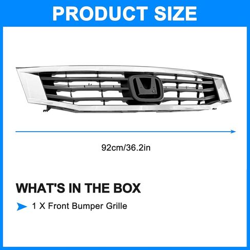 شبكة المصد الأمامي باللون الأسود مع شواية شبكية من الكروم لسيارة Honda Accord المصد العلوي للشواية 2008 2009 2010 in Kuwait