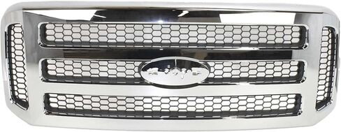 مجموعة الشبكة الأمامية Garage-Pro لسيارة Ford F-250 Super Duty 2005-2007، F-350 Super Duty، Excursion 2005، F-450 Super Duty، غلاف من الكروم، إدراج رمادي مطلي FO1200456، شواية الشاحنة in Saudi Arabia