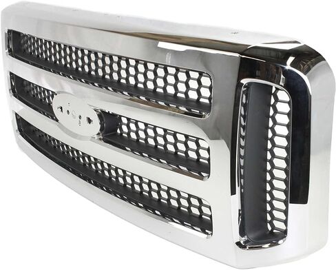 مجموعة الشبكة الأمامية Garage-Pro لسيارة Ford F-250 Super Duty 2005-2007، F-350 Super Duty، Excursion 2005، F-450 Super Duty، غلاف من الكروم، إدراج رمادي مطلي FO1200456، شواية الشاحنة in Saudi Arabia