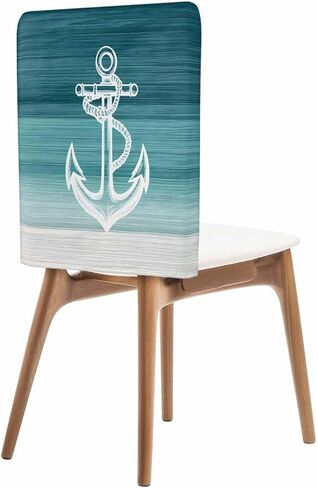 YOKOU Dining Chair Back Cover Set of 4, Nautical Anchor Navy Blue Removable Chair Protector Slipcovers for Banquet Party 19x18 Inch, Summer Gradient in Saudi Arabia