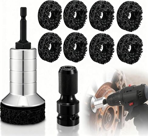 BBTO Wheel Hub Cleaning Tool Kit Wheel Stud Cleaner Brake Hub Resurfacing Kit Includes 9 Pads with Holder and Adapter, Quick Rust Removal Fits Power Drill or 1/2" Wrenches for Nuts Car Truck in Saudi Arabia