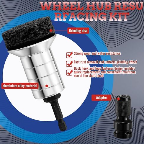 BBTO Wheel Hub Cleaning Tool Kit Wheel Stud Cleaner Brake Hub Resurfacing Kit Includes 9 Pads with Holder and Adapter, Quick Rust Removal Fits Power Drill or 1/2" Wrenches for Nuts Car Truck in Saudi Arabia