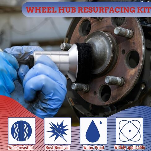 BBTO Wheel Hub Cleaning Tool Kit Wheel Stud Cleaner Brake Hub Resurfacing Kit Includes 9 Pads with Holder and Adapter, Quick Rust Removal Fits Power Drill or 1/2" Wrenches for Nuts Car Truck in Saudi Arabia