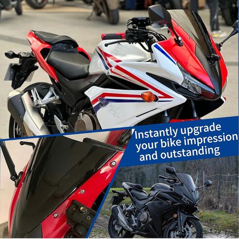 دراجة نارية CBR500R الزجاج الأمامي هدية الزجاج الأمامي شاشة قناع الرياح منحرف يناسب Ho&n&da CB 500 R CBR 500R الملحقات 2016 2017 2018 (دخان أسود) in Saudi Arabia