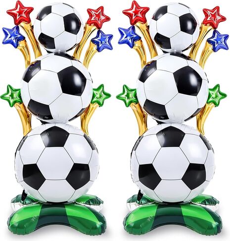 Soulchen 2 Pcs 5 ft Giant Self Standing Soccer Foil Balloons with Green Field Base for Soccer Birthday Sports Themed Party Decoration Supplies in Saudi Arabia