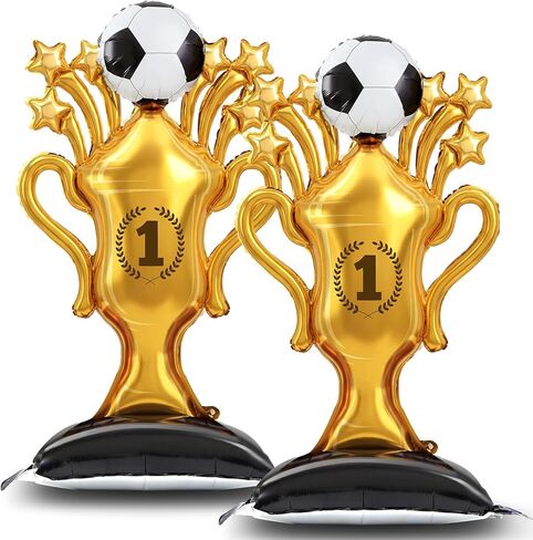 Soulchen 2 Pcs 5 ft Giant Self Standing Soccer Foil Balloons with Green Field Base for Soccer Birthday Sports Themed Party Decoration Supplies in Saudi Arabia