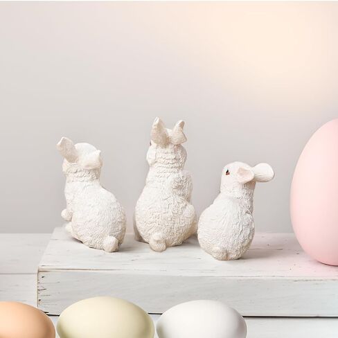 3 Pcs Easter Rabbit Figurines, Spring Bunny Statue Gifts, Cute Easter Decor Bunny Decorations for Table Home Garden in Saudi Arabia