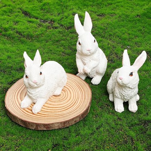3 Pcs Easter Rabbit Figurines, Spring Bunny Statue Gifts, Cute Easter Decor Bunny Decorations for Table Home Garden in Saudi Arabia