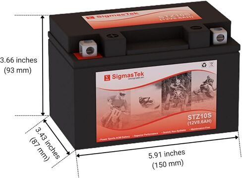 Yamaha 600CC YZF-R6 (Excl. R6S) 2006-2016 Compatible SLA Motorcycle Battery by SigmasTek, STZ10S 190CCA in Saudi Arabia