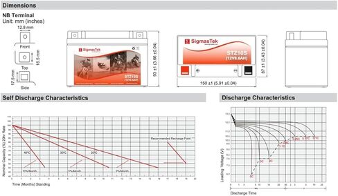 Yamaha 600CC YZF-R6 (Excl. R6S) 2006-2016 Compatible SLA Motorcycle Battery by SigmasTek, STZ10S 190CCA in Saudi Arabia