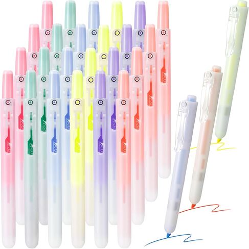24 Count Retractable Highlighters Assorted Colors Chisel Tip Click Aesthetic Highlighter Marker Pens Pack Multi Colored Ink No Bleed Smear for Highlighting Journaling(Classic,Multicolor) in Saudi Arabia