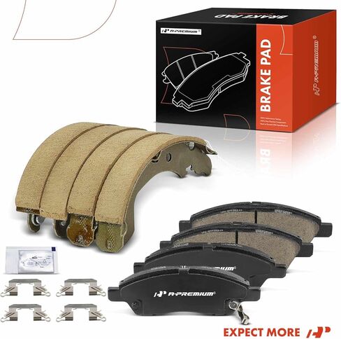 A-Premium 4 x Front Ceramic Disc Brake Pads + 4 x Rear Drum Brake Shoes Compatible with Nissan Versa 2012-2019, Versa Note 2014-2019, Micra 2015-2019 in Saudi Arabia