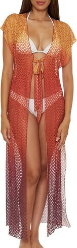 BECCA Women's Sunset Crochet Ombre Tunic, Tie Front, Casual, Beach Cover Ups for Women in Saudi Arabia
