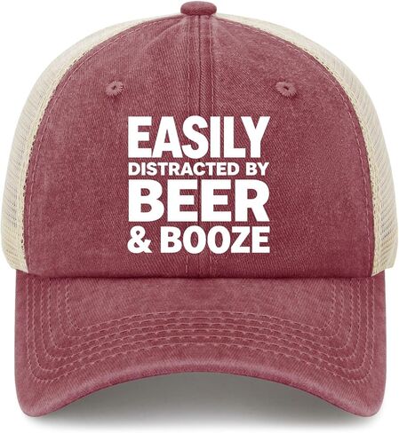 Easily Distracteds by Beer and Boobs. Hats for Mens Vintage Washed Distressed in Saudi Arabia