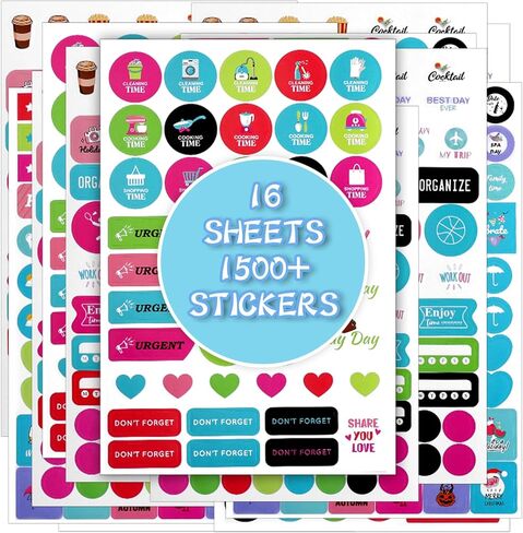 16 Sheet 3280 Planner Stickers, Colorful Calendar Stickers to Remind to Do Daily Tasks, Journaling, Decorate Your Planner Accessories in Saudi Arabia