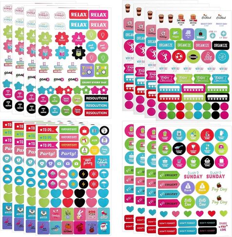 16 Sheet 3280 Planner Stickers, Colorful Calendar Stickers to Remind to Do Daily Tasks, Journaling, Decorate Your Planner Accessories in Saudi Arabia