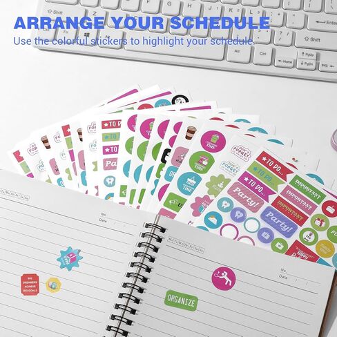 16 Sheet 3280 Planner Stickers, Colorful Calendar Stickers to Remind to Do Daily Tasks, Journaling, Decorate Your Planner Accessories in Saudi Arabia