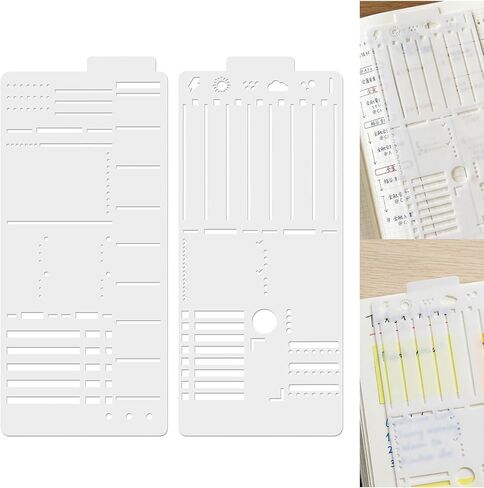 2 Pcs PVC Stencil for Journaling, Banners, Lines, Lists, Bookmark, Planning, Planner Stamps, Habit Tracker, Dot Journal Stencil for Diary, Template, Scrapbook DIY Accessories in Kuwait