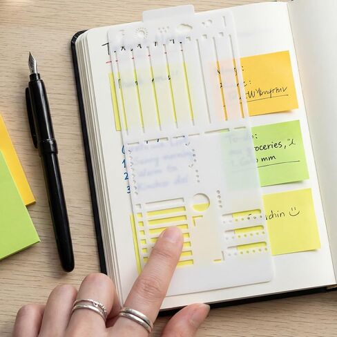 2 Pcs PVC Stencil for Journaling, Banners, Lines, Lists, Bookmark, Planning, Planner Stamps, Habit Tracker, Dot Journal Stencil for Diary, Template, Scrapbook DIY Accessories in Kuwait