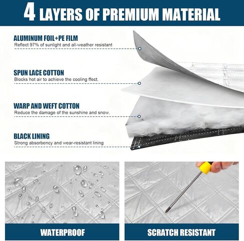 غطاء الزجاج الأمامي RV لسيارة Express/GMC Savana Van 1996-2026، غطاء مظلة النافذة الأمامية RV، للحماية من الأشعة فوق البنفسجية ودرع الخصوصية، فضي مع فتحات مرآة in Kuwait