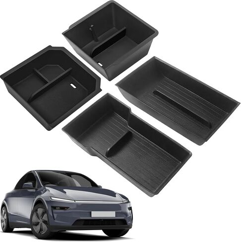 4 قطع من صواني تنظيم وحدة التحكم المركزية لملحقات Tesla Model Y Juniper الجديدة 2025 2026 ووحدة التحكم المركزية وصندوق مسند الذراع لتخزين صواني التخزين السفلية in Saudi Arabia