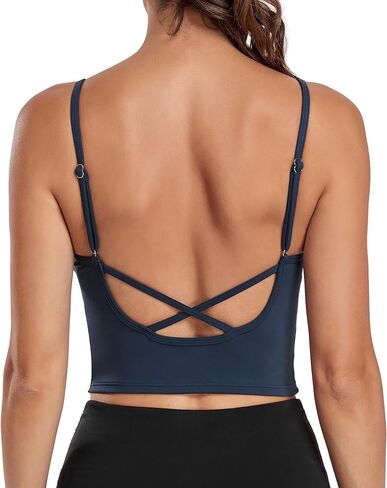 Sports Bras for Women Longline Yoga Crop Tank Top, Cross Open Back Workout Tops with Built in Bra, Adjustable Straps in Saudi Arabia