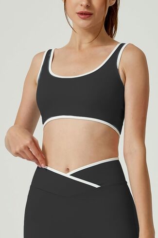 حمالة صدر رياضية مضلعة للسيدات من Racerback بدون خياطة للتمرين حمالة صدر رياضية متوسطة الدعم لليوجا والجيم واللياقة البدنية والجري in Saudi Arabia